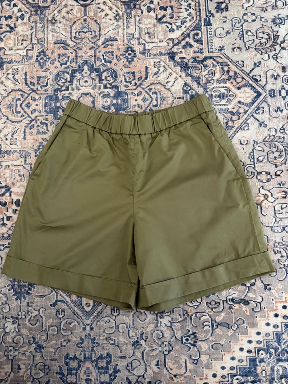COS Olive Green Elastic Waist Bermuda Shorts